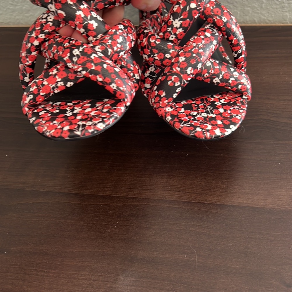 Rebecca Minkoff | Amandine Red Floral Cone Heel Sandal 7.5 NEW - Picture 5 of 9